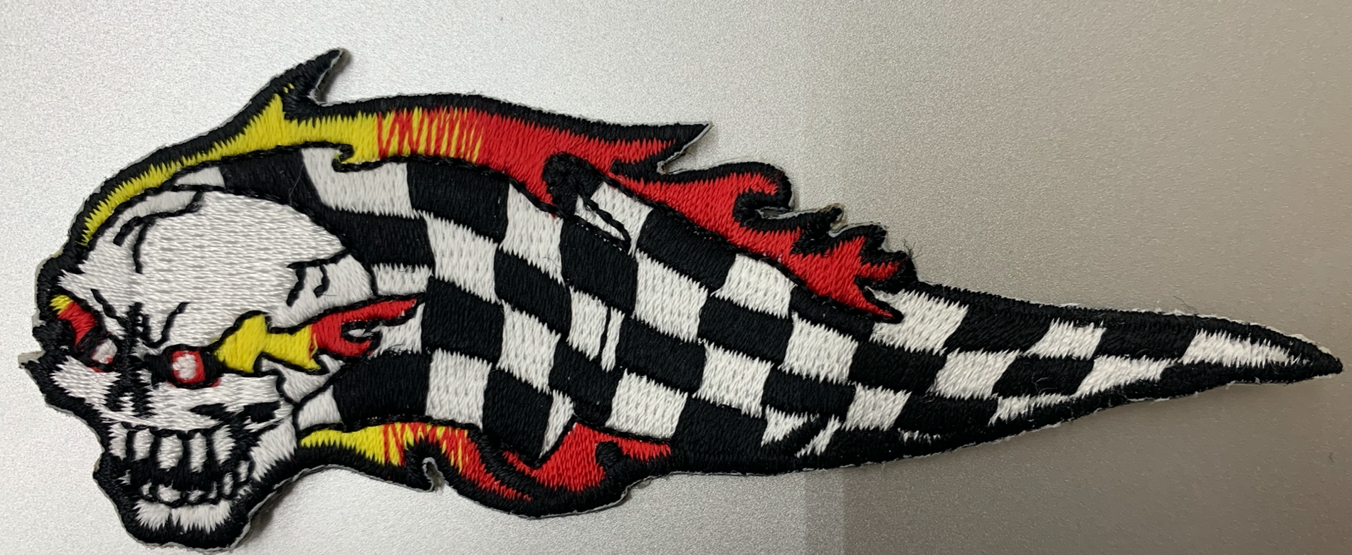 Skull with Racing Flag Flame Patch